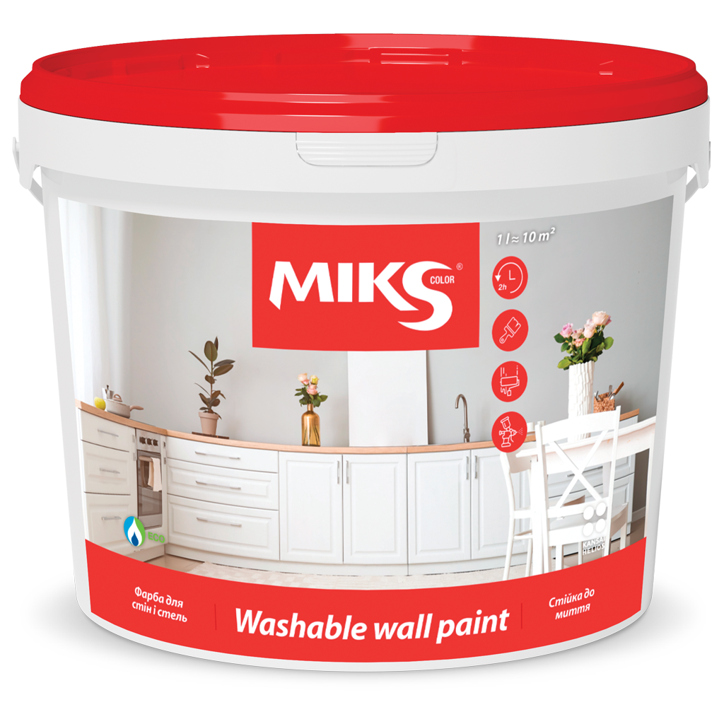 Фарба Miks color для стін і стель, стійка до митя 1 л